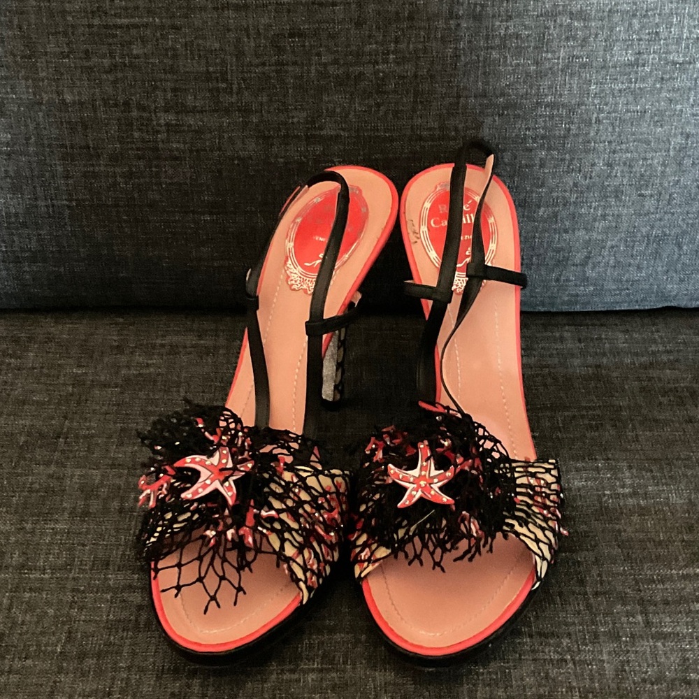 NWT RENE CAOVILLA 41 us10 rare coral underwater heels GORGEOUS STATEMENT 4.5”